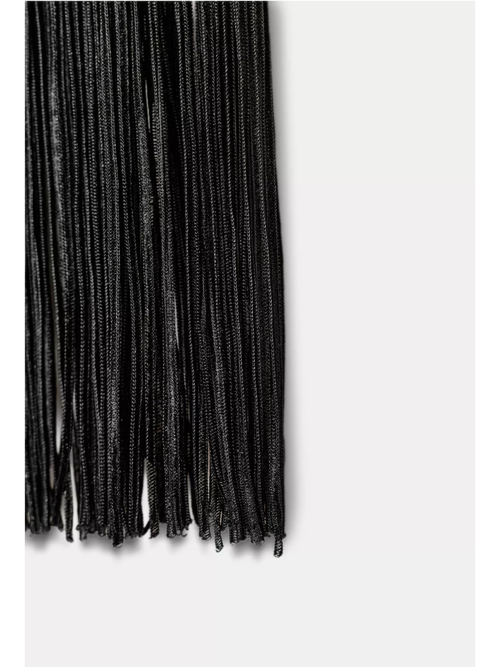 Zara Black Cross-Neck Fringe Evening Dress - Picture 12 of 12